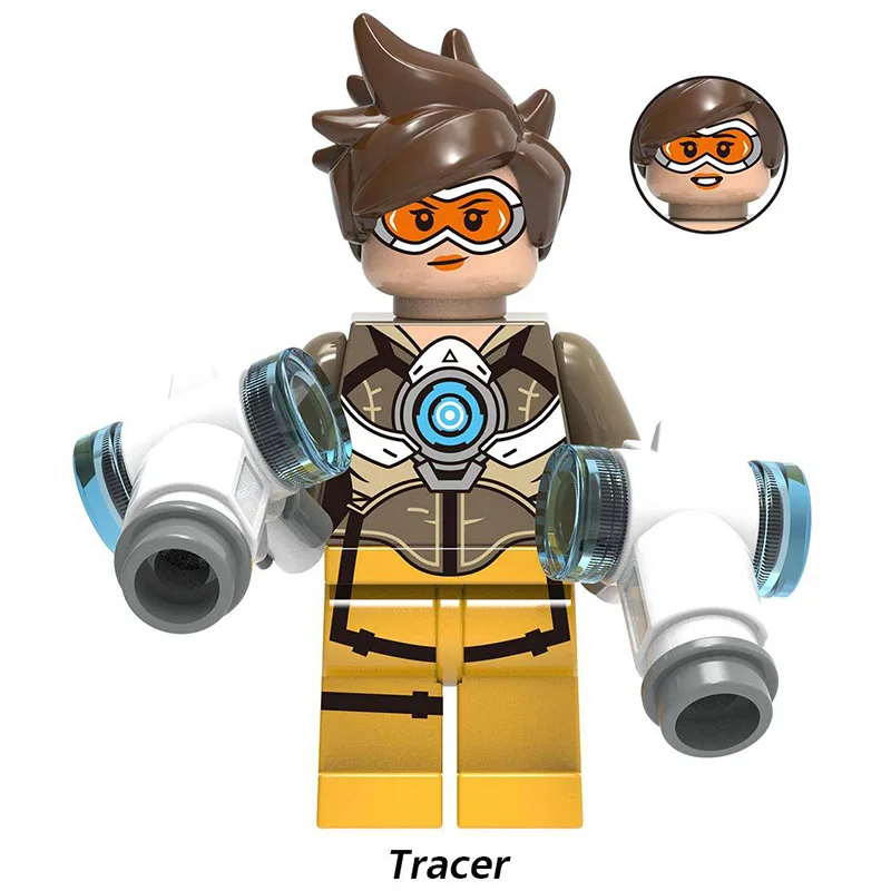 Серый For Game Overwatching DVA Genji Tracer 76 Junkrats Shimada Hanzo Mercy Rexxar Remar Medivh Battle Royale Building Blocks Toys - Цвет: Серый