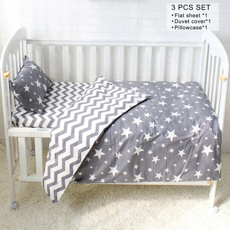 Grey Star 3Pcs Детский комплект постельного белья на заказ с буквенным бампером, детская подушка, украшение детской комнаты, чистый хлопок, Детский комплект для детской кроватки, Комплект постельного белья для детей - Цвет: Grey Star 3Pcs