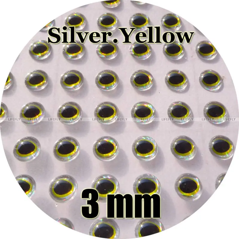 3mm 3D Silver.Gold / Wholesale 900 Soft Molded 3D Holographic Fish Eyes, Oval Pupil, Fly Tying, Jig, Lure Making, Fishing