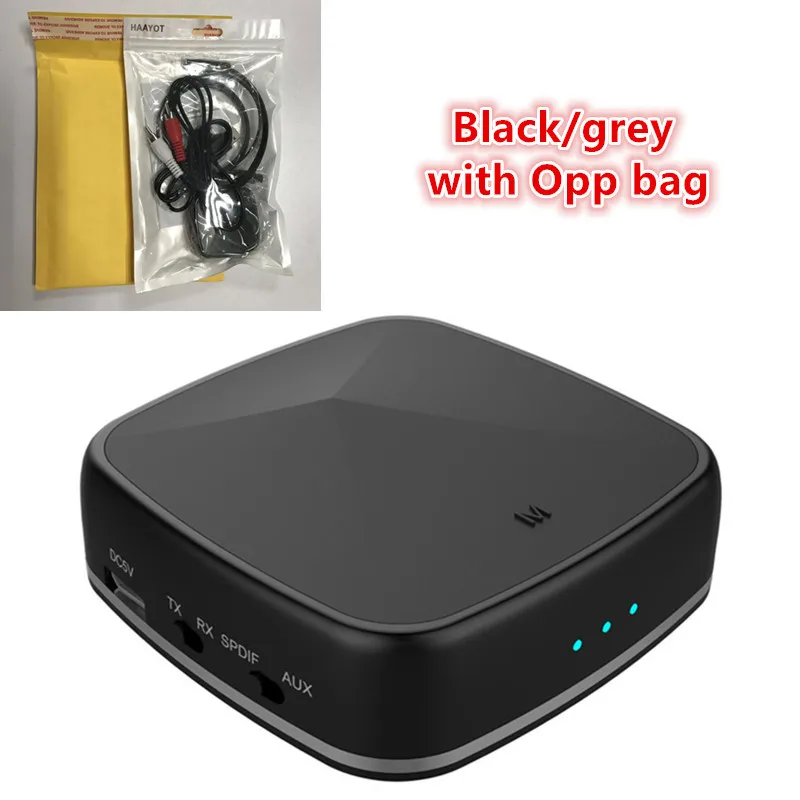 black grey no box HAAYOT Bluetooth 5,0 CSR8675 передатчик беспроводной аудио приемник Aptx HD рецептор с цифровой оптический Toslink/SPDIF/AUX адаптер - Цвет: black grey no box