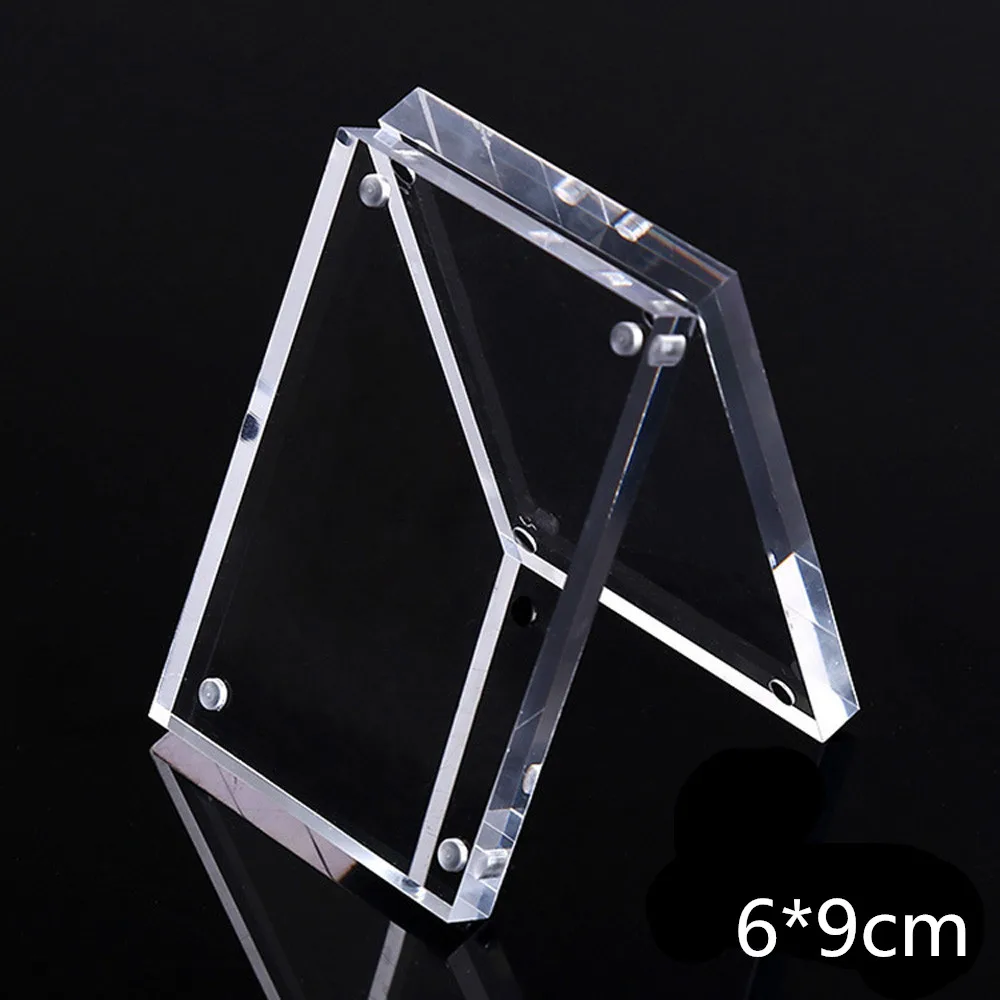 DIY акриловая прозрачная магнитная фоторамка Прямоугольная Фоторамка визитная карточка для домашнего декора подарок на день рождения высокое качество - Цвет: 6x9cm
