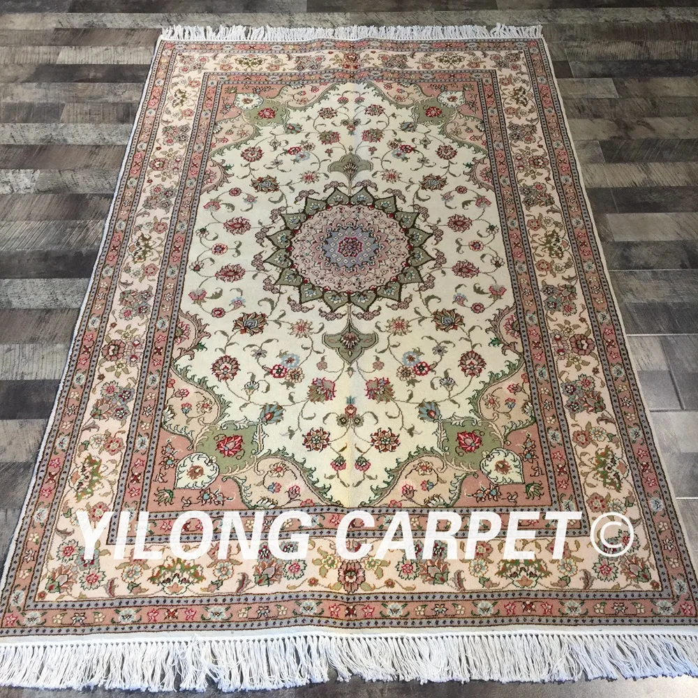 

Yilong 4'x6' handmade persian exquisite oriental classic area rug turkish design wool silk carpet (WY2067S4x6)