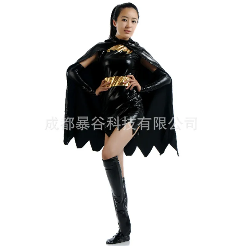 2018 high quality sexy black batman costume batgirl dress superhero cosplay zentai cape adult women halloween costumes for | Тематическая