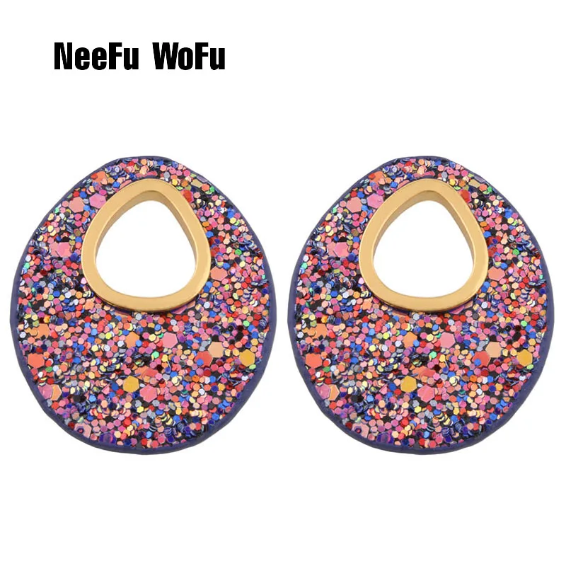 Женские кожаные серьги NeeFu WoFu большие капли с леопардовым принтом аксессуары для