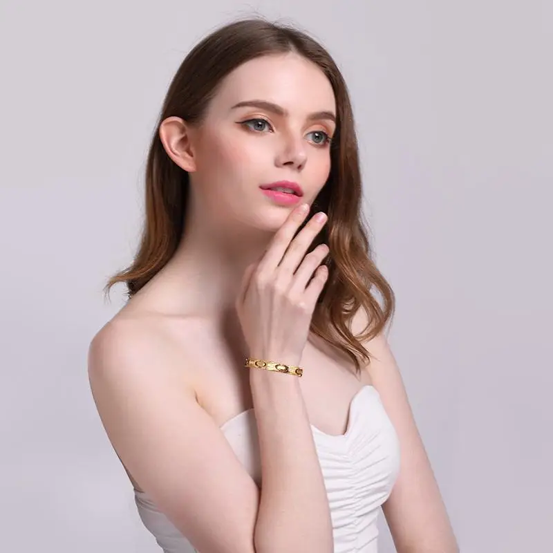 Женский браслет цепочка Vnox с цирконом и гематита|women bracelet|magnetic jewelryhealth jewelry |