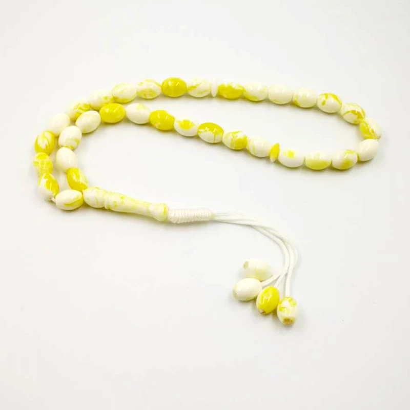 Мужской браслет с ароматом Tasbih желтый искусственным из смолы цветными желтыми