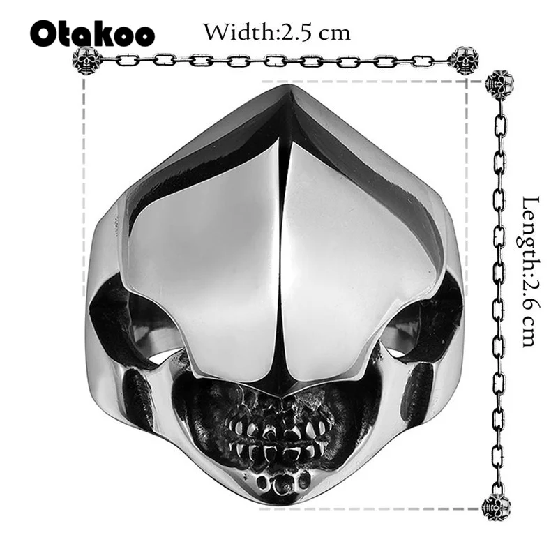 Otakoo 316L кольца из нержавеющей стали с инопланетянином черепом для мужчин