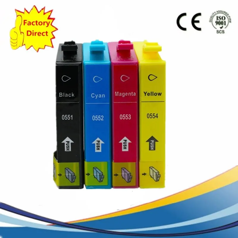 Пакет T0551 E-551 T0554 E-554 сменный картридж для принтера Stylus Photo RX420 RX425 RX520 R240 R245 inkjer принтер - Цвет: 1SET 4PCS