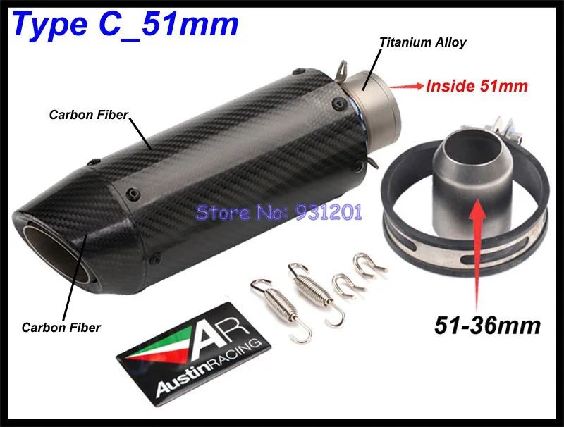 Inlet 51mm / 61mm Motorcycle Exhaust Pipe Muffler Escape Moto Universal for S1000RR S1000XR NC750X GSR 600 CB650F R1 R3 R6 etc. |