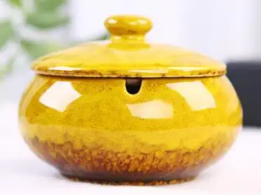 Kiln change 04 Портативная керамическая пепельница с крышкой, ветрозащитная домашняя пепельница для сигарет, китайский стиль, пепельница с логотипом, может быть настроена - Цвет: Kiln change 04
