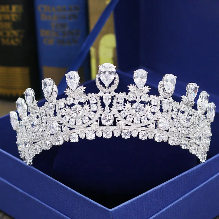 Шикарная Женская Тиара для невесты SLBRIDAL Корона из фианита королева принцесса