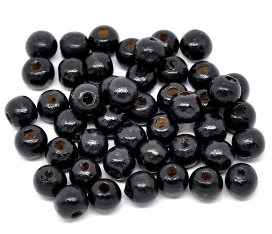 DoreenBeads 200 черные окрашенные Круглые деревянные бусины 10x9 мм (B11031) yiwu|beaded mittens|bead
