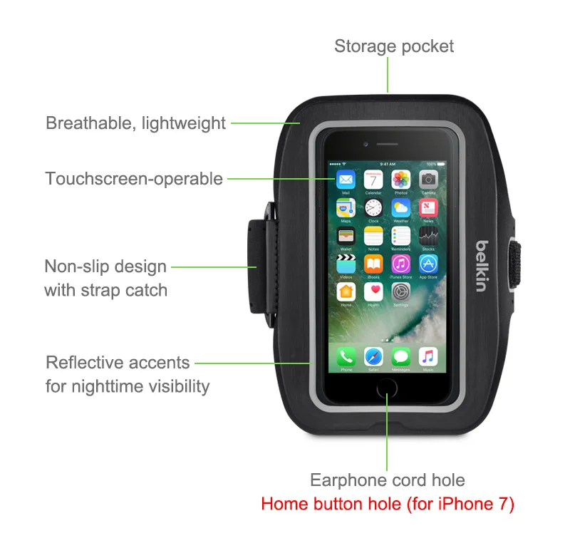 Belkin Премиум Спорт-Fit плюс Чехол для iPhone 8/7 4 7 &quotБег с ключ карман хранения ручной