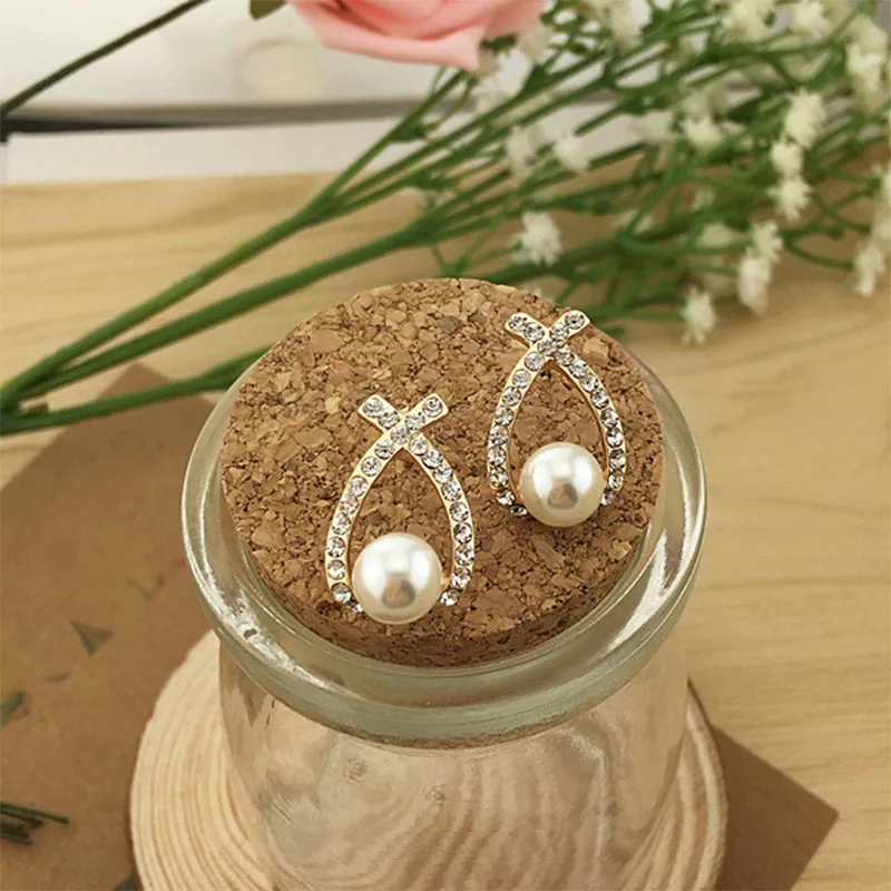 Женские серьги с искусственным жемчугом элегантные бантом Свадебные украшения