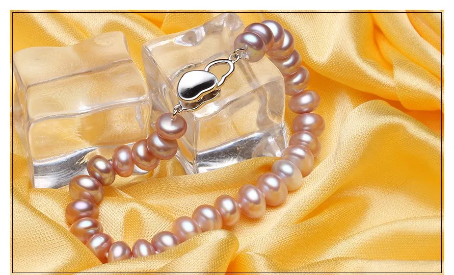 HENGSHENG White Pearl Bracelets 8-9mm 18cm Length Bread Round Natural Freshwater Pearl Hot Sale Jewelry Bracelets For Women