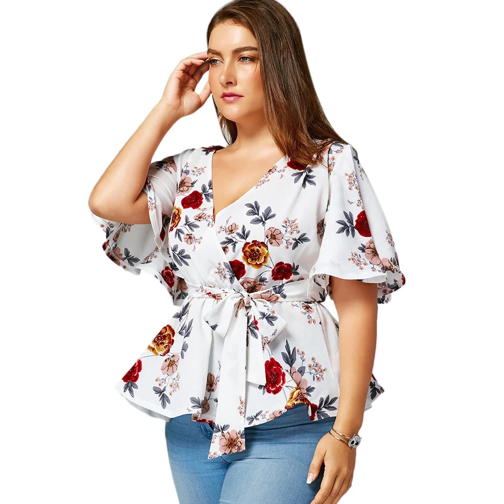 Женская блузка ROSEGAL в стиле бохо с расклешенными рукавами Цветочная женская
