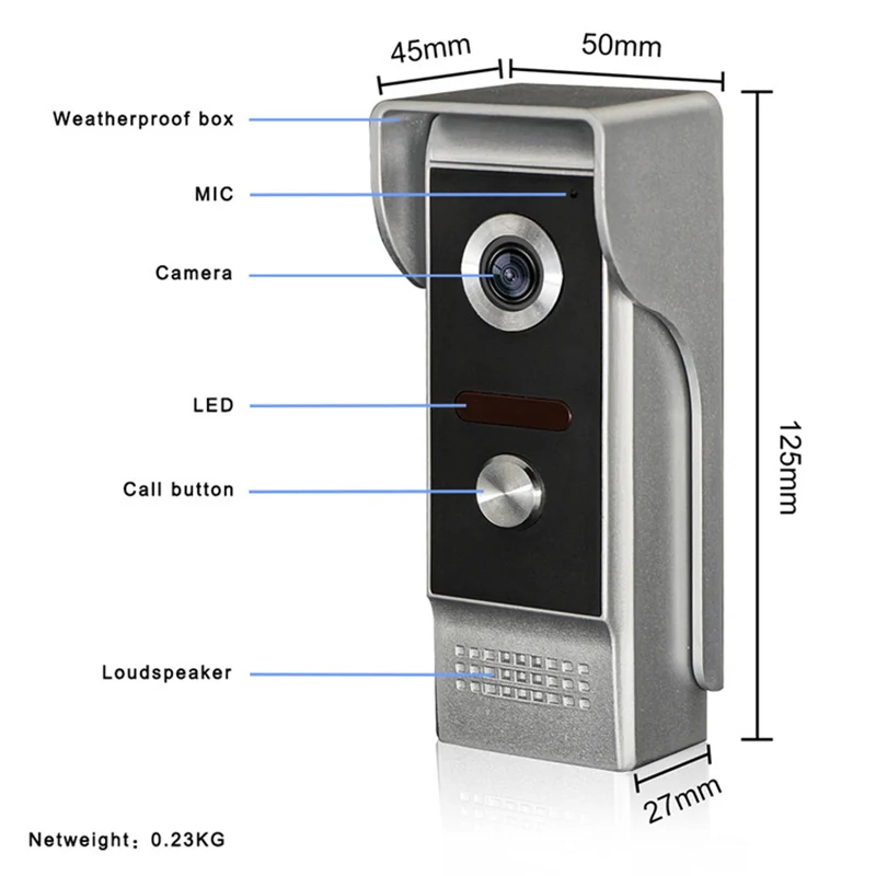 KINJOIN новый 7 дюймов видео дверной звонок монитор домофон с 1200TVL открытый Камера IP65