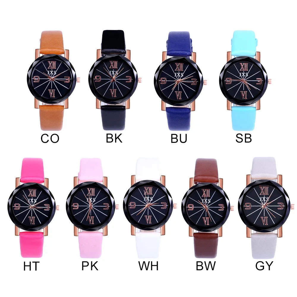 Модный роскошный комплект для отдыха женщин кварцевые часы из шнека и кожи