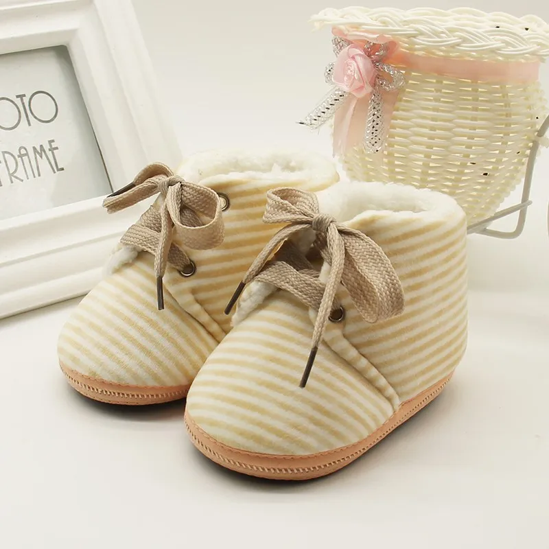 Autumn Winter Non-slip Baby Striped Shoes Warm Boys Girls Lovely First Walkers Unisex Fashion Kids New Arrival |