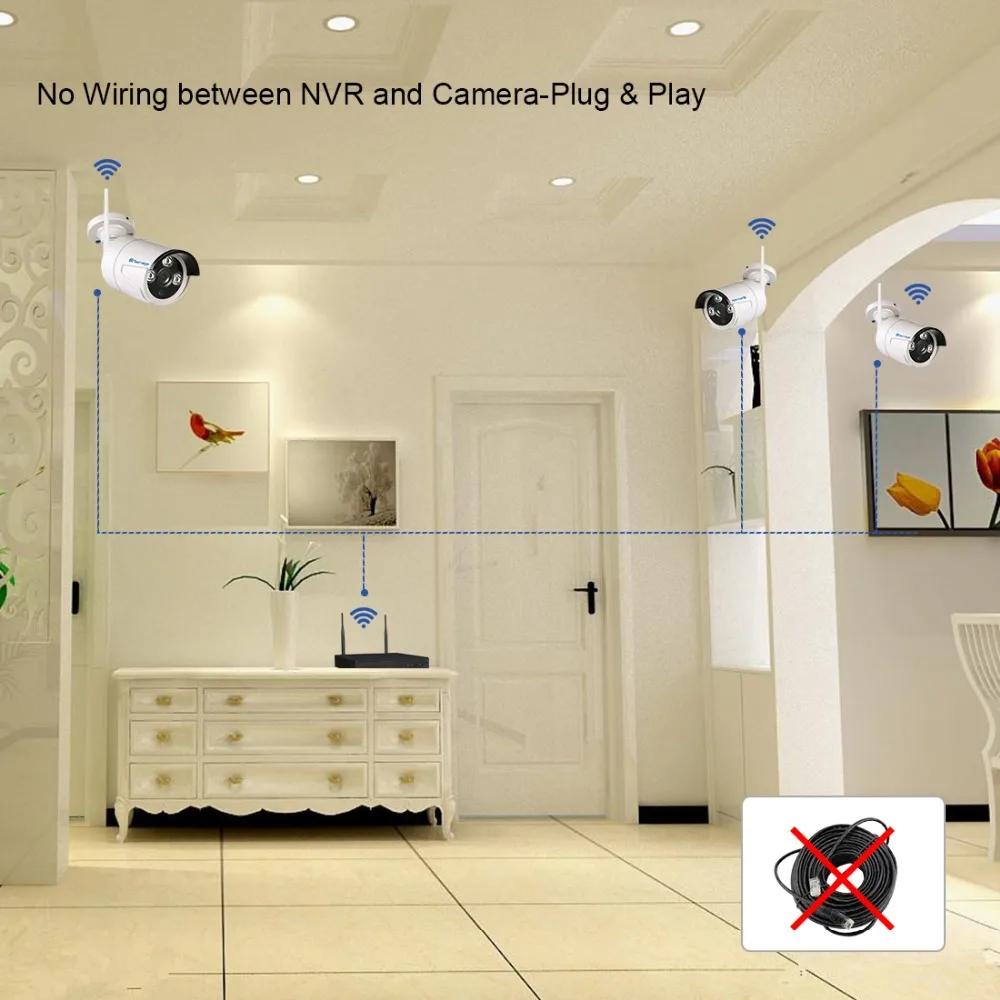 Techage 2 в 1 4CH 1080P 12 "LCD Беспроводной NVR Wifi CCTV система Открытый 2MP аудио запись звук