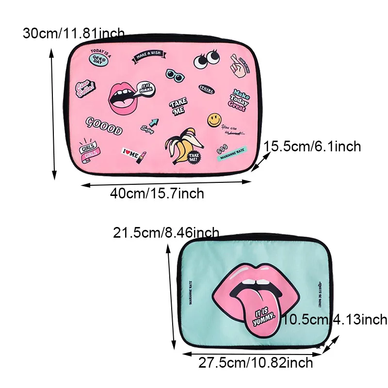 Diniwell Nylon Cartoon 2 Color Big Mouth Portable Make up Bags For Cosmetic Clothes Women Luggage Travel Bag | Багаж и сумки