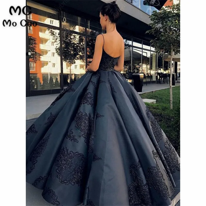 Бальное платье 2019 темно синие платья для выпускного вечера длинное с аппликацией