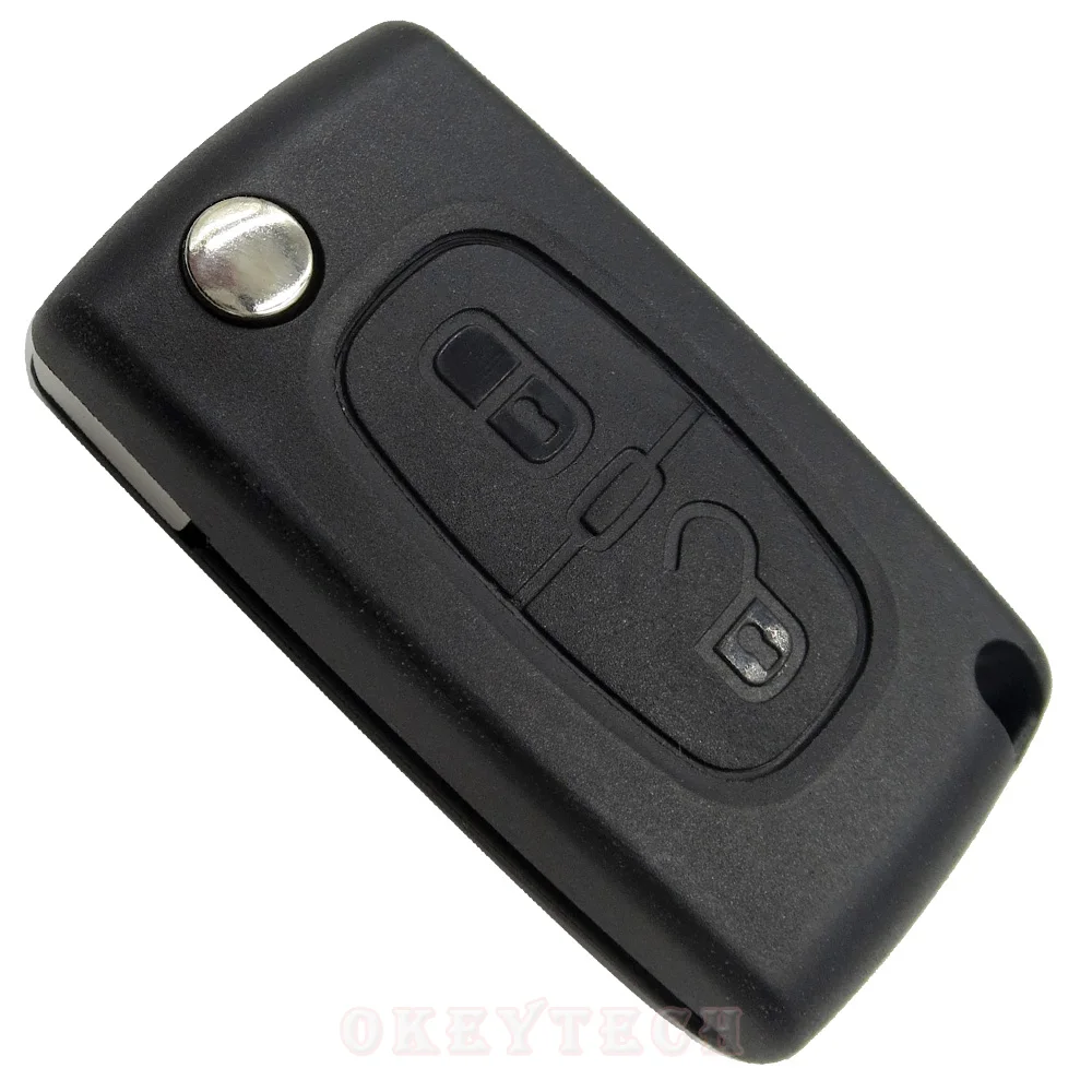 OkeyTech для Peugeot 2 Кнопка VA2 Uncut без паза лезвие Флип складной 433 МГц ID46 PCF7941 чип 407 Citroen