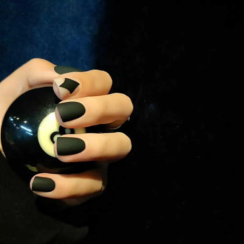 24pcs/Set Matte Black Artificial Coffin Nails Ladies Nail Art Decoration Full Cover False Tips with Glue Long Fake Nails! | Красота и
