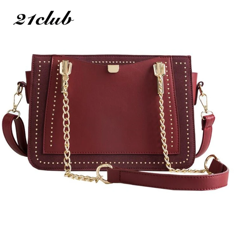 21 клубный бренд средняя мода заклепки цепи дамские сумки шоппинг рабочий кошелек