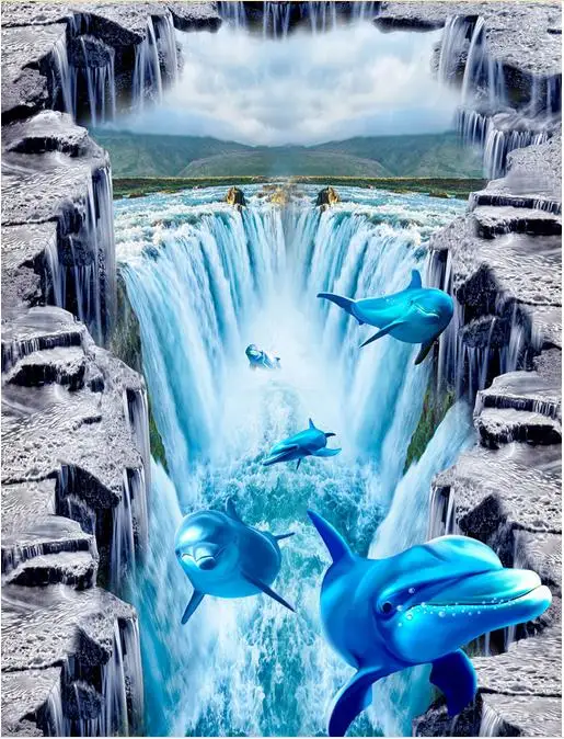 

Обои обои 3d водопад Дельфин для стен 3 d виниловые полы для гостиной Фотообои