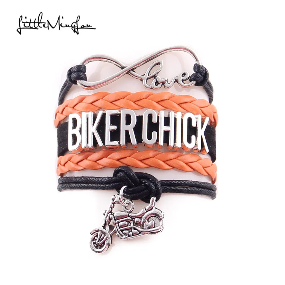 Маленькая MingLou Бесконечная любовь байкер браслет с цыпленком мотоцикл
