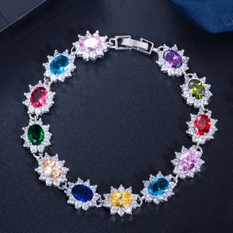 ThreeGraces New Women Cubic Zirconia Jewelry Large Flower Black Crystal Bracelets Bangles pulseras mujer moda 2020 BR055 | Украшения и