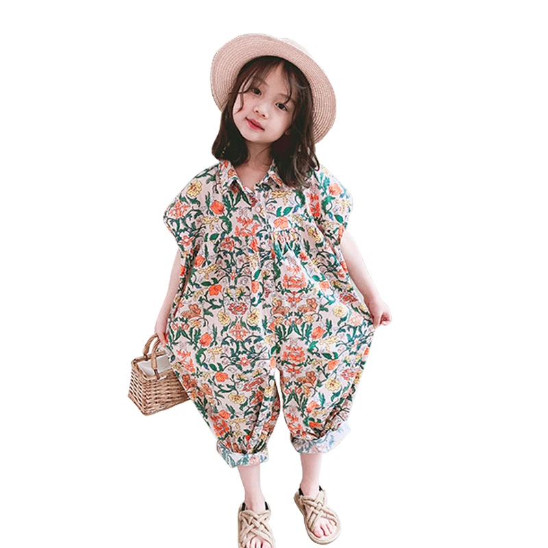 Свободный комбинезон с принтом для маленьких девочек Комбинезоны 3 8 лет штаны