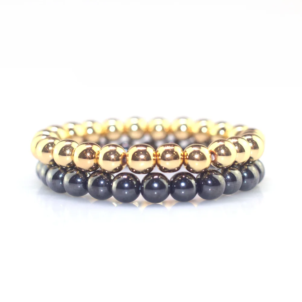 Новинка золотистый и черный бриллиант для мужчин модный серый браслет с бусинами