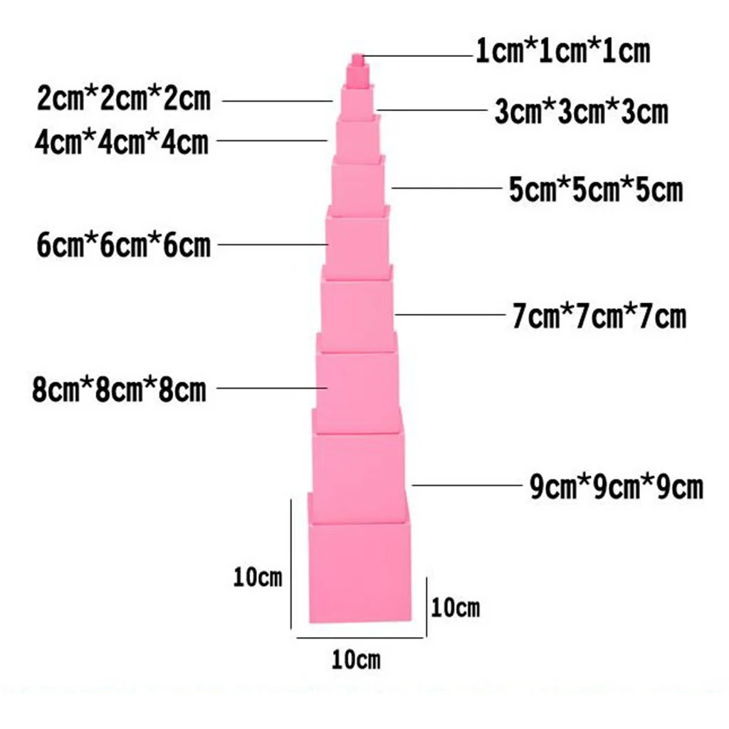 Монтессори 10 шт деревянные розовые башни блоки Развивающие игрушки для