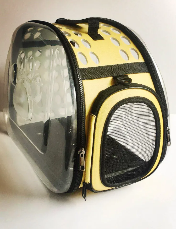 Yellow Пакет для домашних животных, прозрачный мешок для кошек, большая сумка-переноска, спальный пакет, рюкзак для домашних животных, кошка, собака, общий Прозрачный складной дорожный мешок - Цвет: Yellow