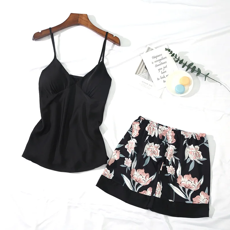 2019 Пижамный комплект для сна и отдыха пикантная атласная одежда летняя Пижама