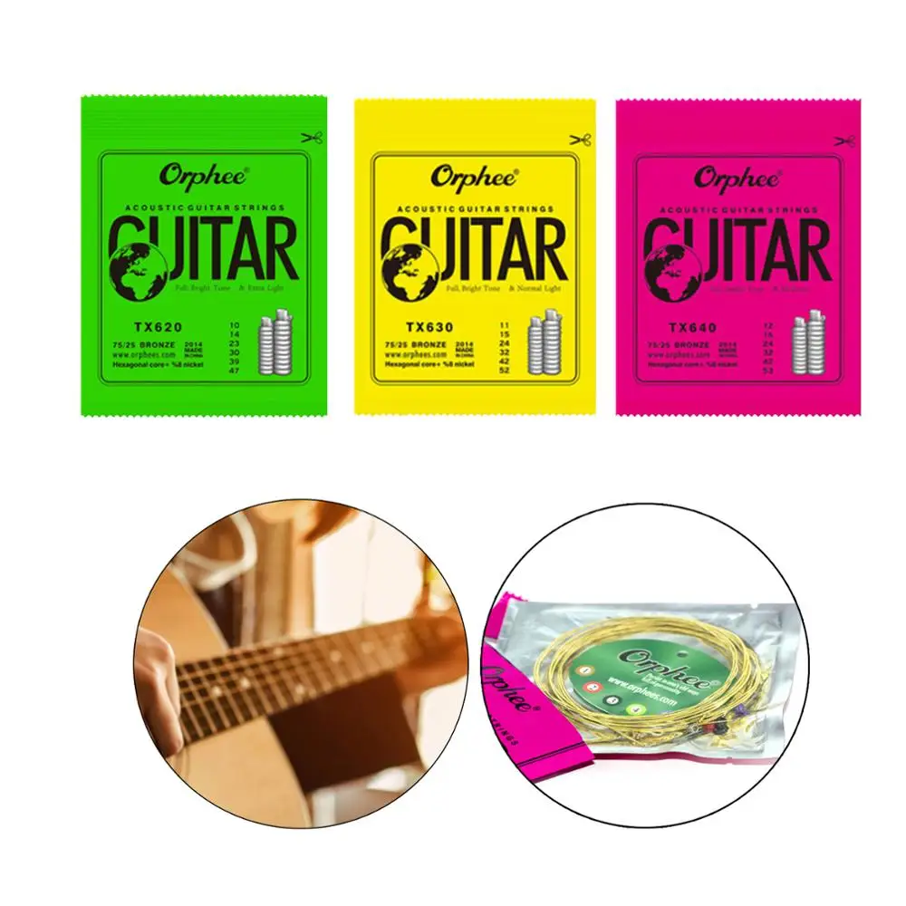 

Струны Orphee для акустической гитары, Цветные Шариковые струны с полным ярким тоном, TX620 010-047/TX630 011-052/TX640 012-053, 60 шт./10 комплектов