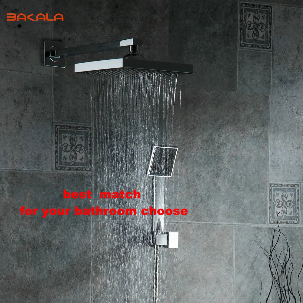 

BAKALA 8 inch Bathroom rain shower faucets Black ABS head shower hand shower for for Bath Showering System 2