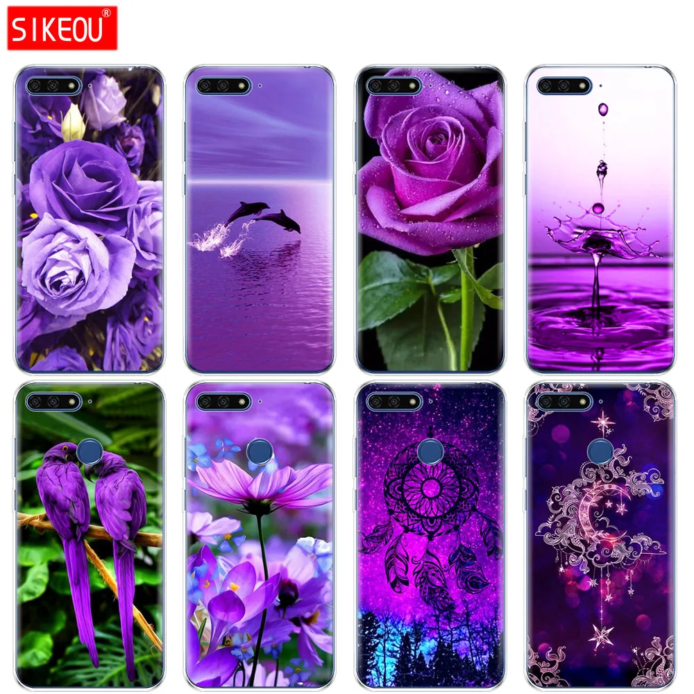 Силиконовый чехол для телефона Huawei Honor 7A PRO 7C Y5 Y6 Y7 Y9 2017 2018 Prime infinity on purple|Бамперы| |