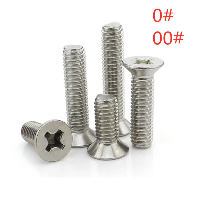 100 шт./лот тонкая резьба UNF 0 #-80 00 #-90 плоский крестообразный Винт из нержавеющей