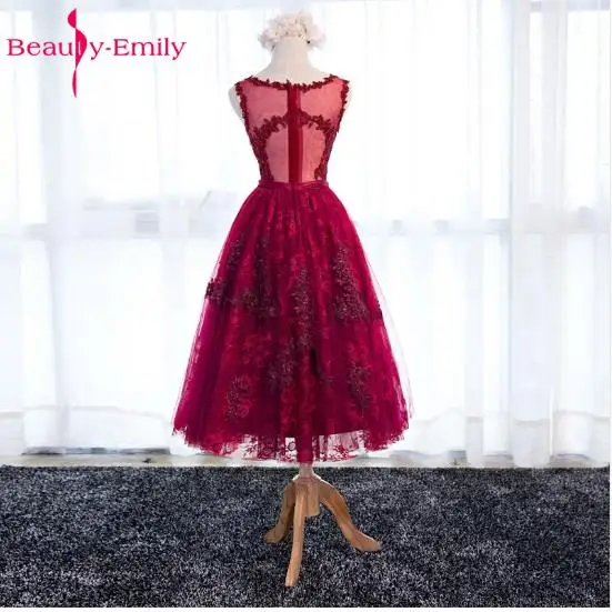 Красота Emily винно красное кружевное платье с цветочным рисунком короткими