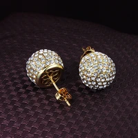 ball shaped tiny zircon paved stud earrings yellow gold filled fashion womens earrings luxury gift