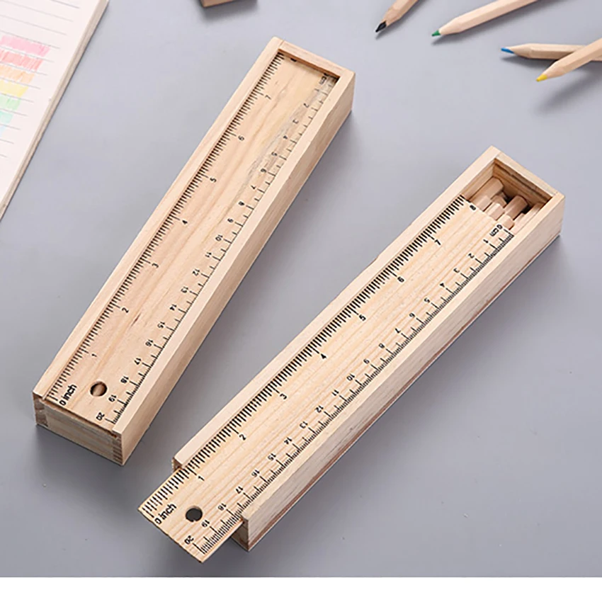 Карандаши 12 цветов предварительно заточенные с деревянным футляром для хранения