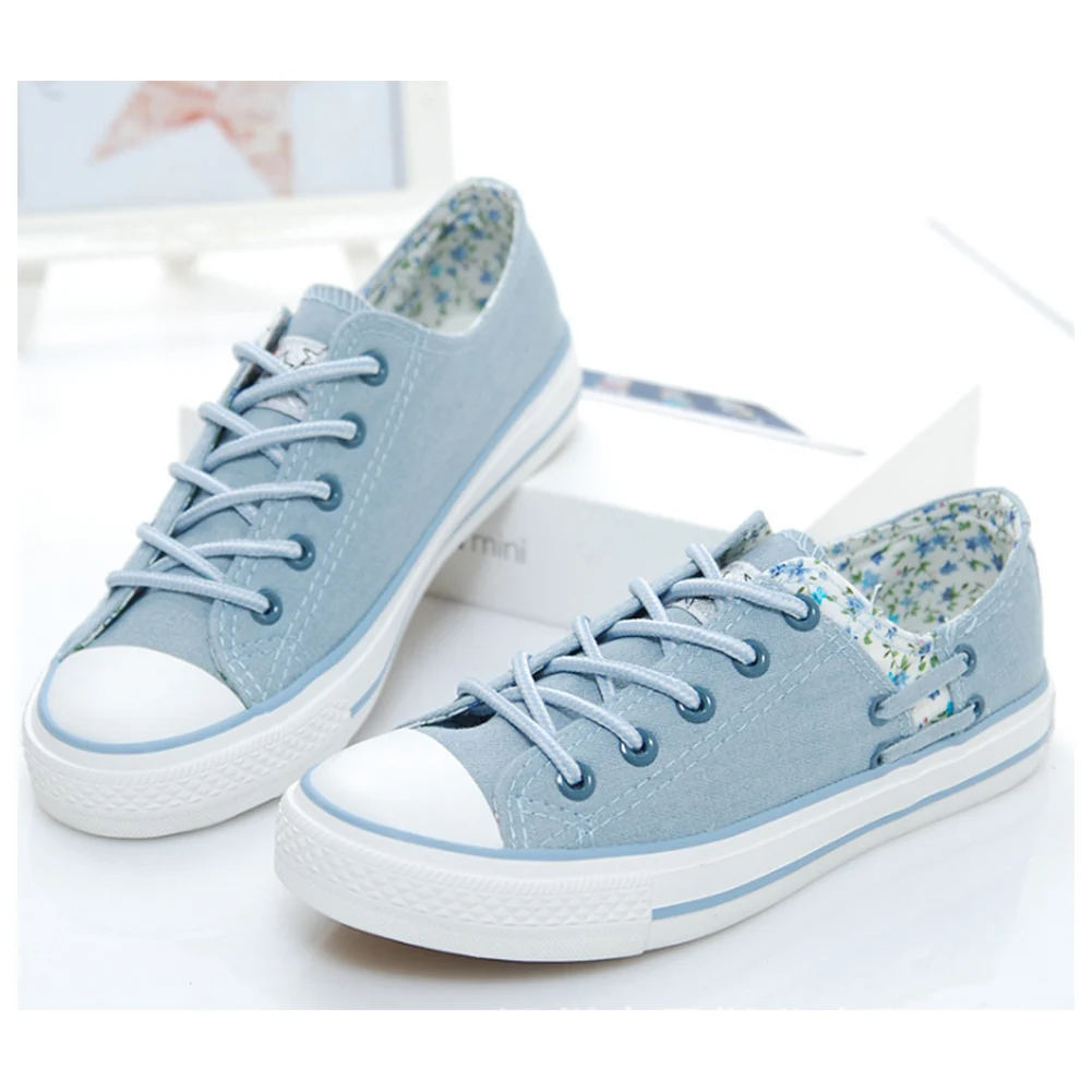 Женская парусиновая обувь Новинка 2018 года Повседневная из джинсовой ткани на