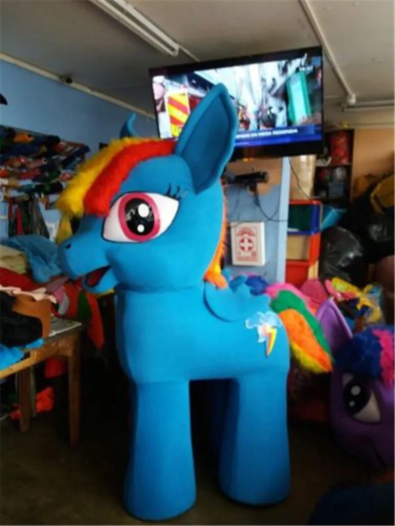little Pony mascot costume Unicorn mascot  costume Light Blue and purple Costume Character in four legs fancy dress for Hallowee
