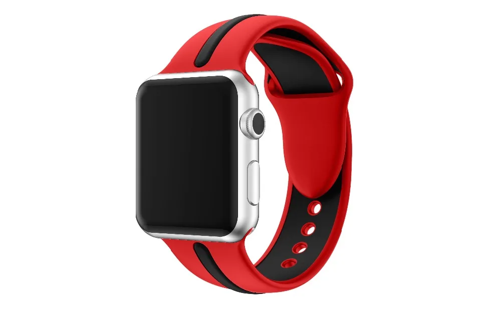 Спорт на открытом воздухе силиконовый двойной Цвет браслет ремешок для apple watch band 44/40/42/38 мм Мужские/Женские часы ремешок для iwatch серии 4 3 2 1