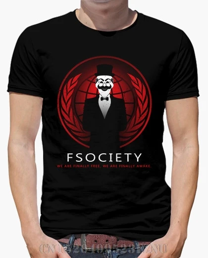 2018 Летняя акция мужские футболки Fsociety робот с коротким круглым вырезом и надписью связанный битник