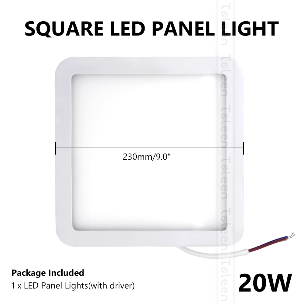 Square 20W Светодиодный светильник 6 Вт, 8 Вт, 15 Вт, 20 Вт, 220 В, 110 В, Потолочный встраиваемый светильник, Круглый квадратный светодиодный панельный светильник - Цвет корпуса: Square 20W