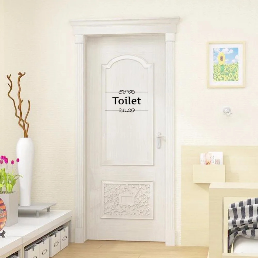 

Free shipping Vintage Wall Sticker Bathroom Decor Toilet Door Vinyl Decal Transfer Vintage Decoration Quote Wall Art